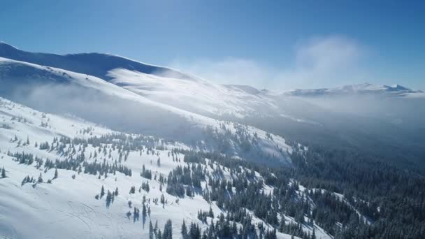 Impresionante Vista Las Majestuosas Nevadas Ubicadas Las Montañas Soleado Día — Vídeo de stock