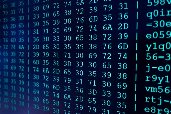 Programma Hex Code Scherm Wetenschappelijk Apparaat Groene Tekst Asci Informatie — Stockfoto