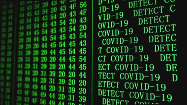 Programm Hex Covid Detected Roter Textcode Auf Dem Bildschirm Des — Stockvideo