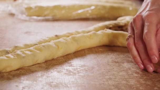 Paskalya Pastası Pişirmek Için Hamuru Elleriyle Yoğuruyor Uhd Video — Stok video