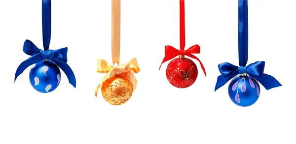 Collection of photos hunging christmas balls isolated — Φωτογραφία Αρχείου