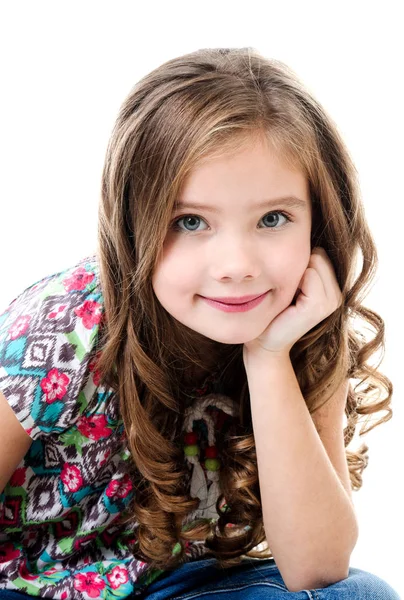 可爱微笑的小女孩被隔绝的肖像 — 图库照片