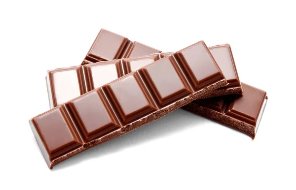 Barritas de chocolate con leche oscura apiladas aisladas — Foto de Stock