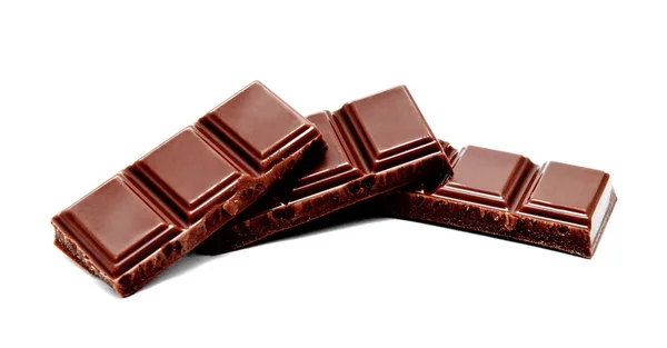 Barritas de chocolate con leche oscura apiladas aisladas — Foto de Stock