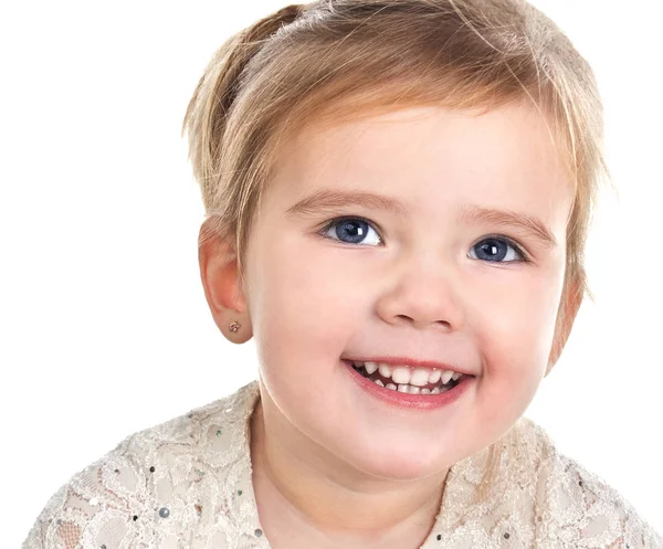 Portrait of smiling cute little girl isolated — Stock Photo, Image