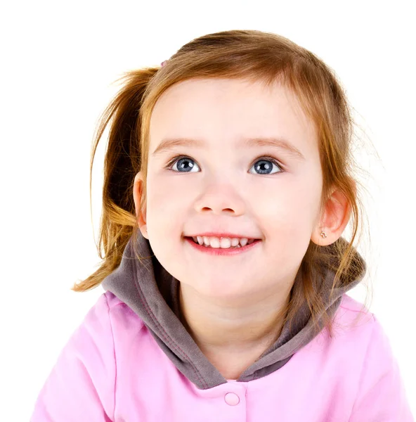 Портрет усміхненої милої дівчинки ізольованої — стокове фото