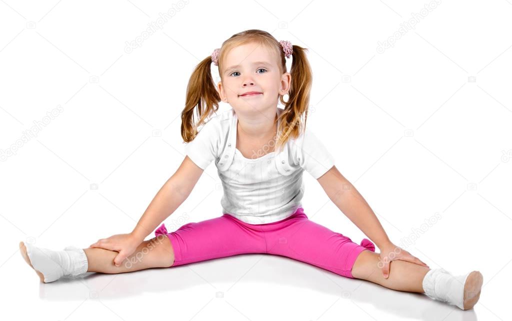 Gymnast cute little girl isolated 