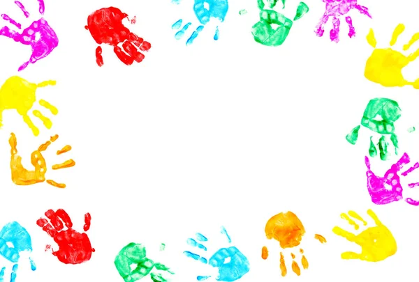 Hand prints of child isolated on a white — Stock Photo, Image