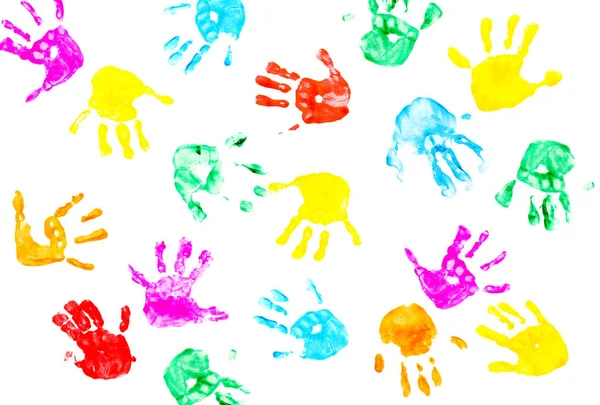 Impressões de mão de criança isolada em um branco — Fotografia de Stock