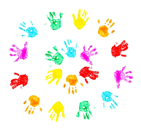 Hand prints of child isolated on a white — Stock Photo, Image