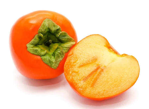 Oranje rijp persimmon geïsoleerd op wit — Stockfoto