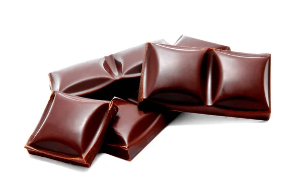 Barras de chocolate escuro empilhar isolado — Fotografia de Stock