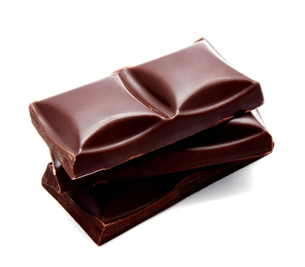 Barras de chocolate escuro empilhar isolado — Fotografia de Stock