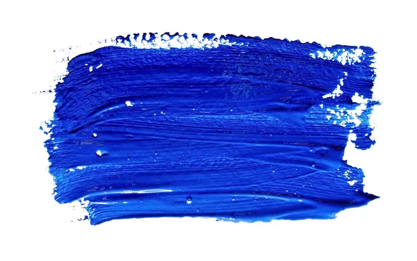 蓝色的孤立的画笔笔画 — 图库照片