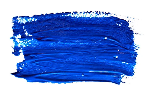 蓝色的孤立的画笔笔画 — 图库照片