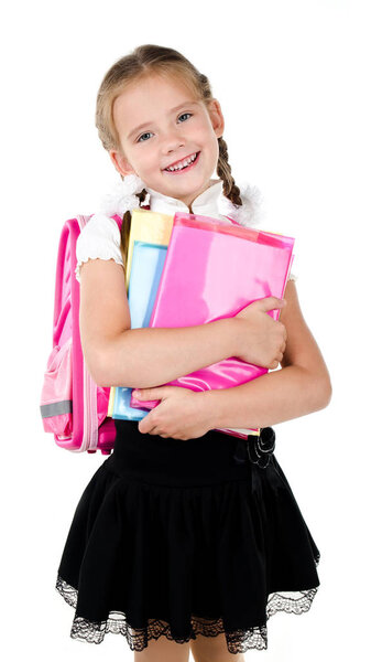 Portrait of smiling schoolgirl with backpack