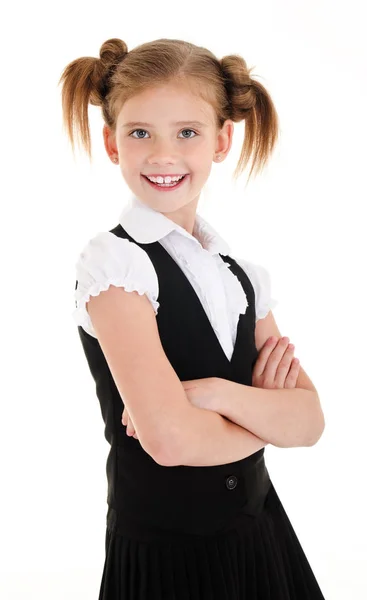 Portret van glimlachen school meisje kind geïsoleerd — Stockfoto
