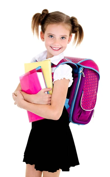 Retrato de niña de la escuela feliz sonriente con mochila —  Fotos de Stock