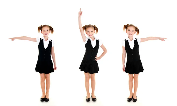 Coleção de fotos sorrindo menina da escola feliz — Fotografia de Stock