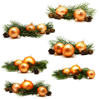 Koleksiyon fotoğraf Noel dekorasyon altın ve sarı topları 