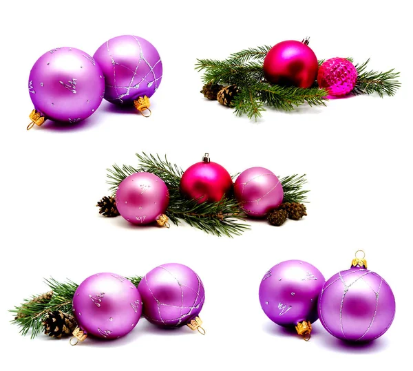 Collection de photos décoration de Noël boules de magenta lilas wi — Photo