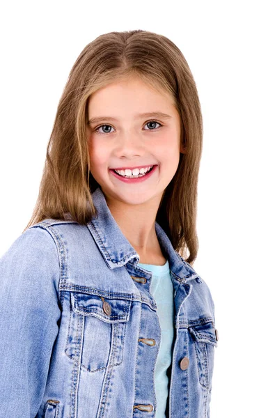 Retrato de adorável sorridente menina feliz criança isolada — Fotografia de Stock