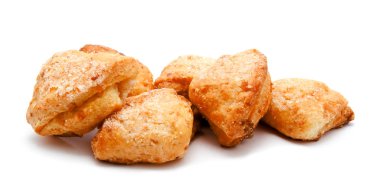 Mükemmel kurabiye bisküvi pasta üzerinde beyaz izole 