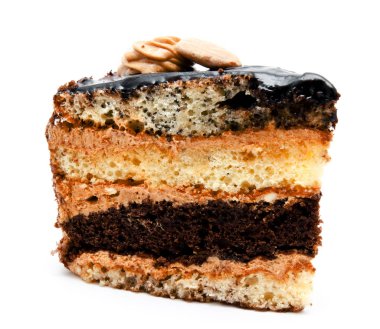 Lezzetli çikolatalı kek pasta izole fıstık ile 