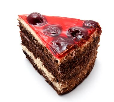 Lezzetli kek pasta ile izole meyve kiraz 