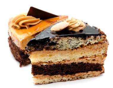 Fıstık ve izole krema ile lezzetli çikolatalı kek pasta 