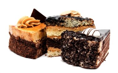 Fıstık ve izole krema ile lezzetli çikolatalı kek pasta 