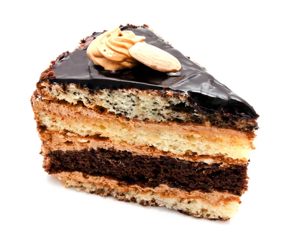 Lezzetli çikolatalı kek pasta izole fıstık ile 