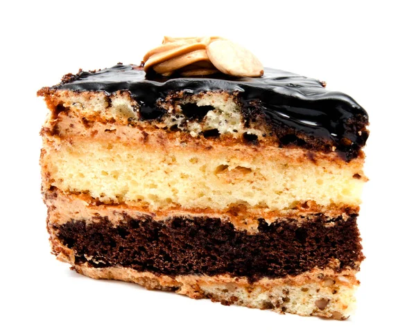 Lezzetli çikolatalı kek pasta izole fıstık ile 