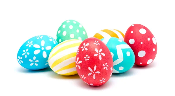 Perfect colorful handmade easter eggs isolated on a white — Stock Photo, Image