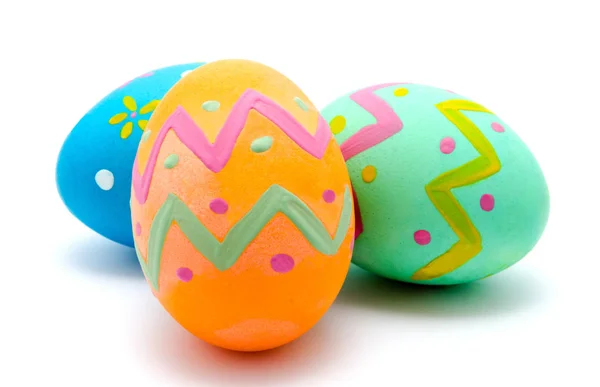 Ідеальні Барвисті Великодні Яйця Ручної Роботи Ізольовані Білому Тлі — стокове фото
