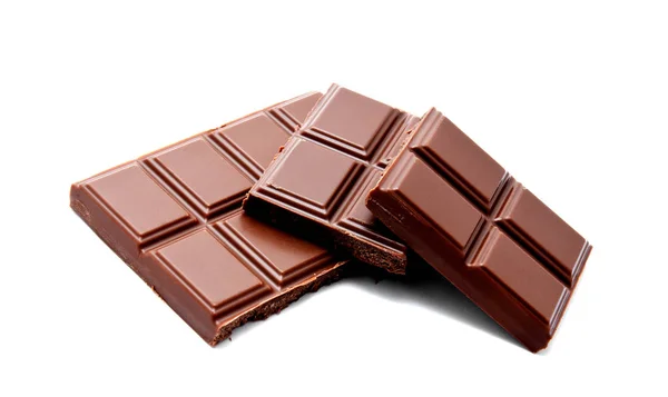 Dark milk chocolate bars stack isolated on a white — Stock Photo, Image