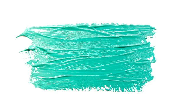 Pintura cepillo trazo textura turquesa acuarela aislado en un wh —  Fotos de Stock