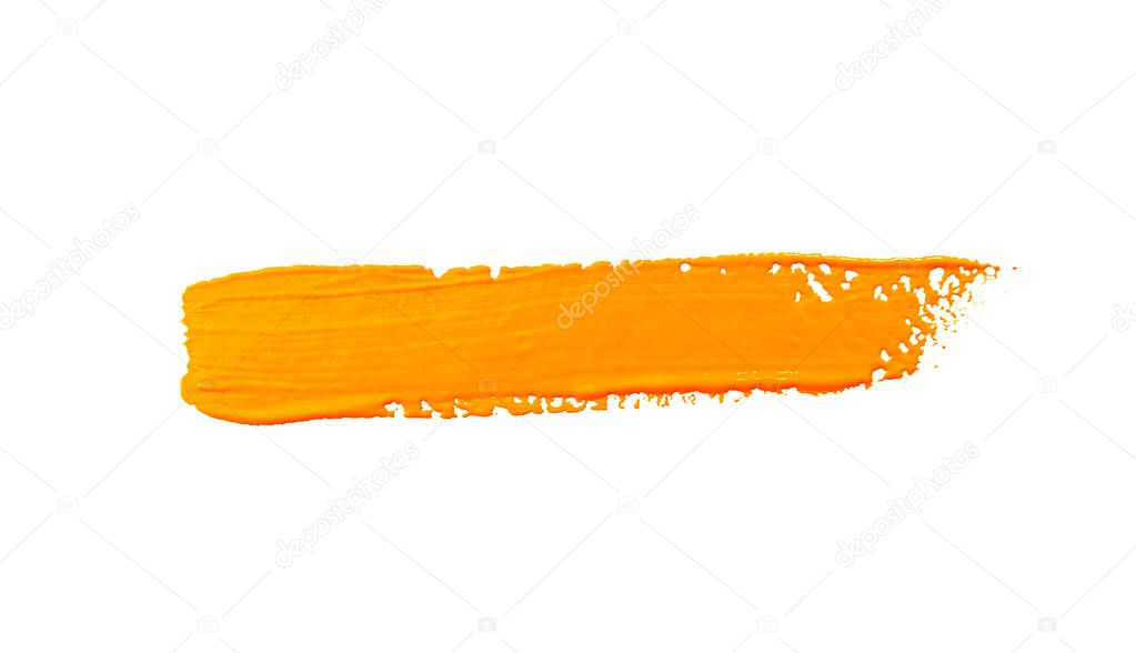 Paint brush stroke texture ochre yellow watercolor isolated on a