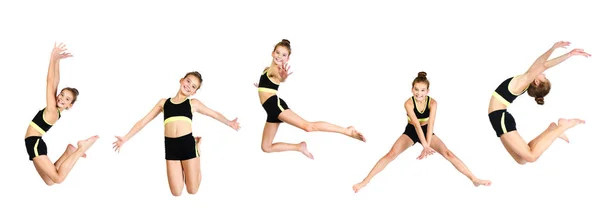 Collectie van foto 's flexibel schattig meisje kind gymnast jum — Stockfoto