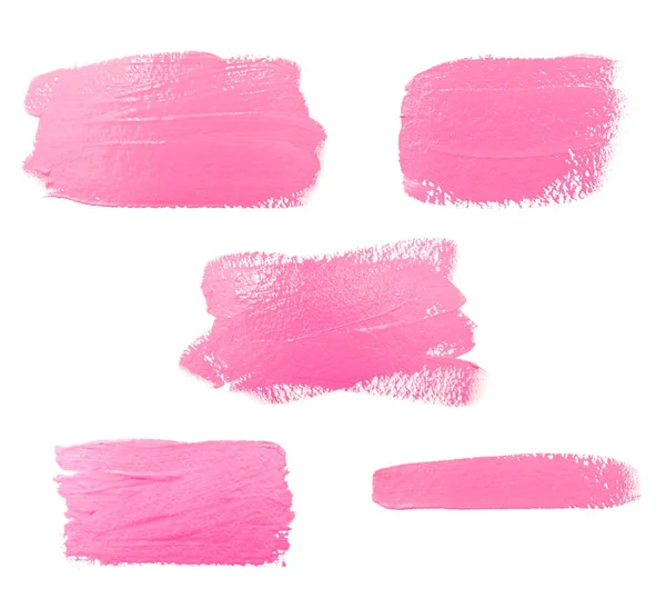 Kolekce fotografií nátěr štětcem textura růžová akvarel — Stock fotografie