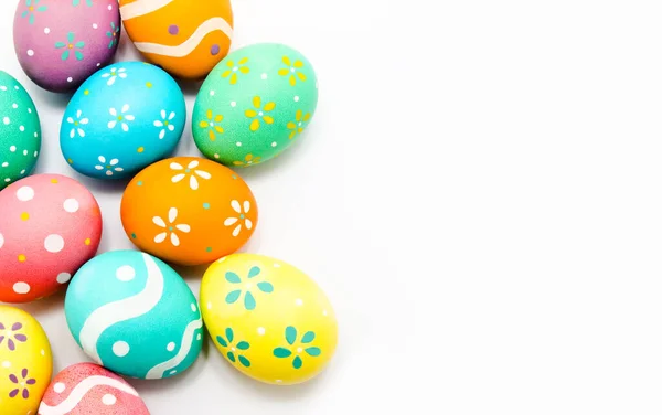 Perfect colorful handmade painted easter eggs isolated on a whit — 스톡 사진