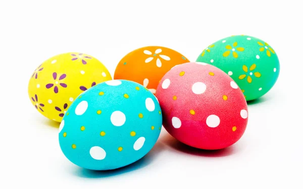 Colorful handmade painted easter eggs isolated on a white — Stock Photo, Image