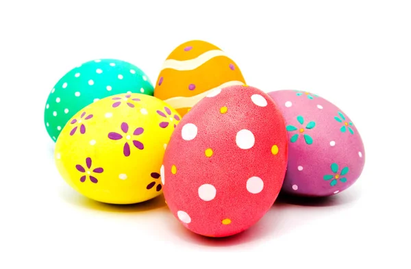 Perfect Colorful Handmade Painted Easter Eggs Isolated White Background — 스톡 사진