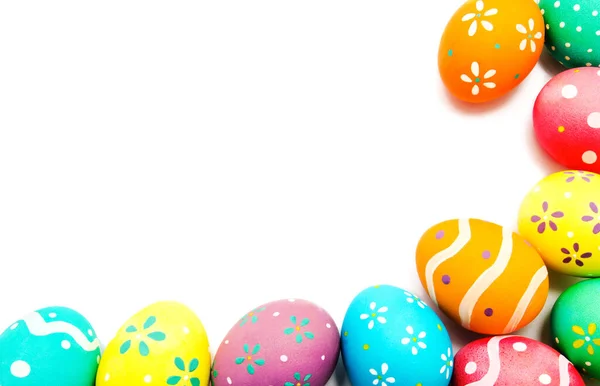 Huevos Pascua Pintados Mano Coloridos Perfectos Aislados Sobre Fondo Blanco — Foto de Stock