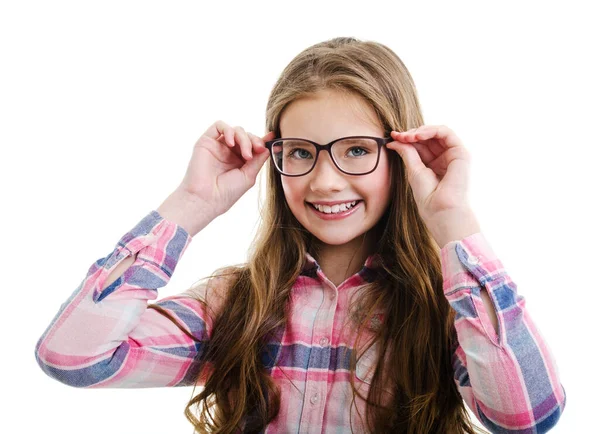 Carino Bambino Bambina Preadolescente Occhiali Istruzione Scuola Visione Concetto Isolato — Foto Stock