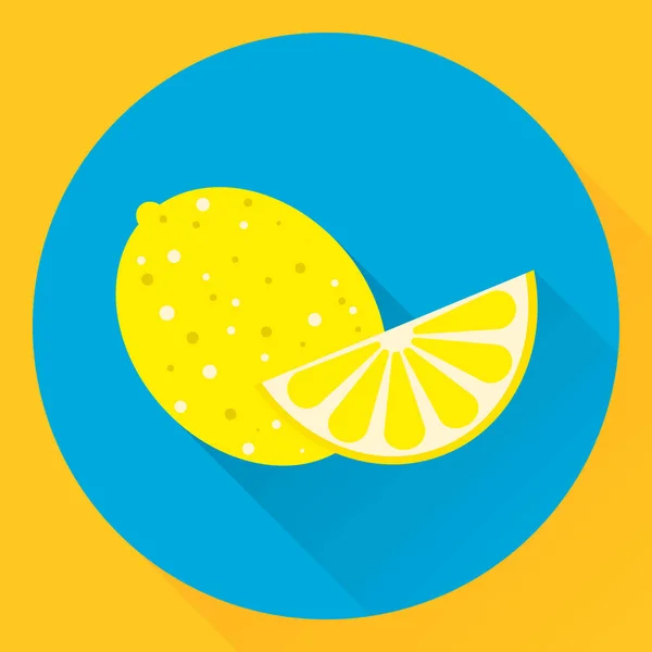 Icône plate vectorielle citron, jaune, bleu — Image vectorielle