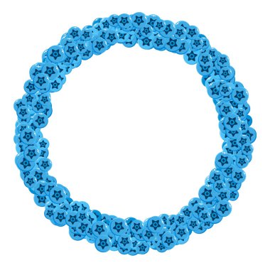 vektör çizim. Mavi orman yaz meyveleri yuvarlak çerçeve. 