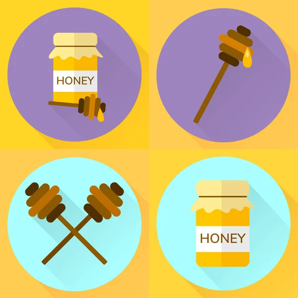 Set Vektor Illustration flache Ikone Glas Honig — Stockvektor