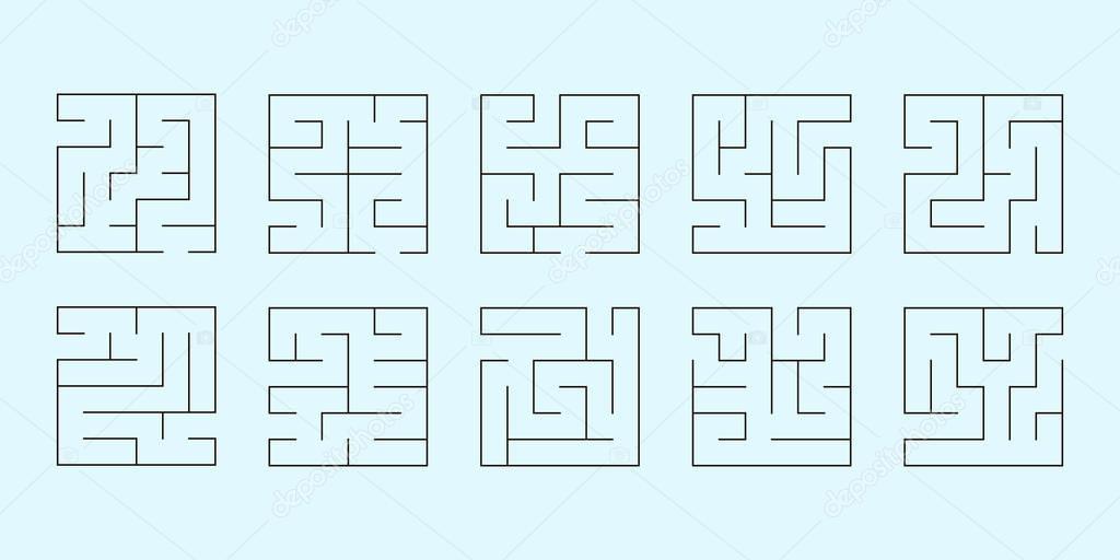 vector set of ten square mazes