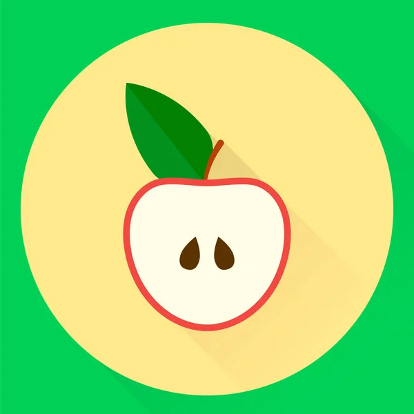 Ilustração vetorial. ícone plana meia maçã — Vetor de Stock